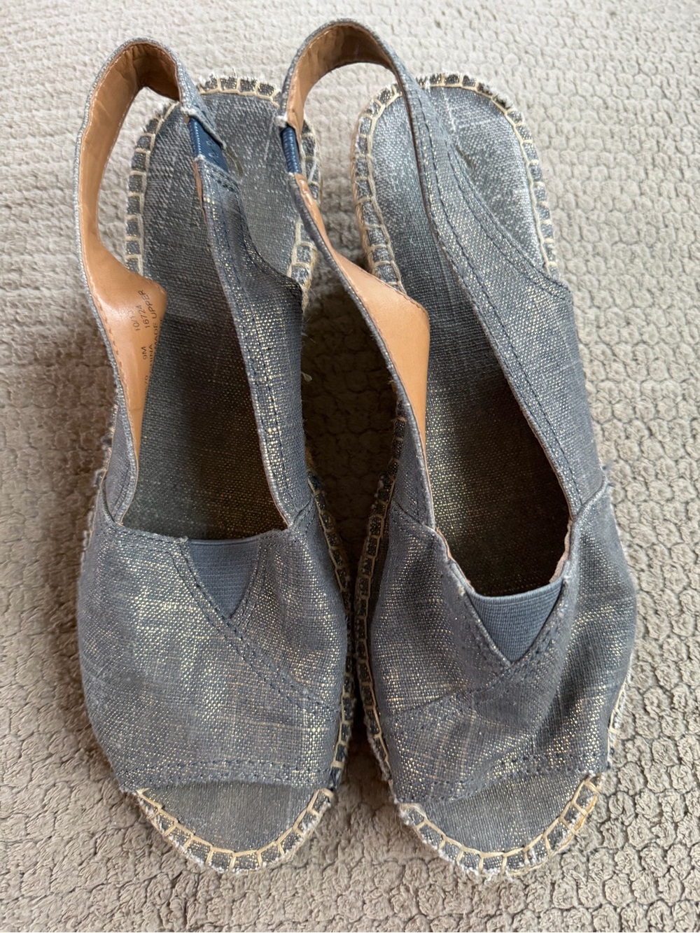 Women's Metallic Denim Slingback Espadrille Sandals - Clark’s size 9
